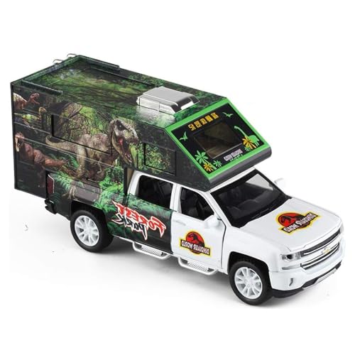 Image of Forest Park 1:32 Diecast Car Model Die Cast Metal Car Jurassic Dinosaurs World Transport Truck Light Sound Openable Door Pull Back