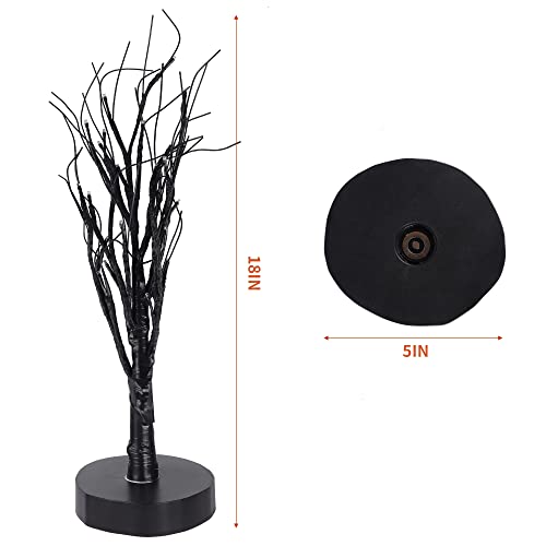 Waterglide Halloween Lighted Tabletop Tree, 18In Artificial Black Spooky Tree With 24Led Purple Lights, Table Centerpiece Battery Or Usb Operated With Timer, Indoor Halloween Home Desk Bedroom Decor #TOP5
