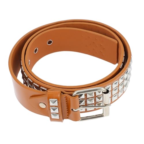 Punk Rivet Belt for Men Stylish PU Leather Decorative Waistband Adjustable Size for Casual Jeans and Pants