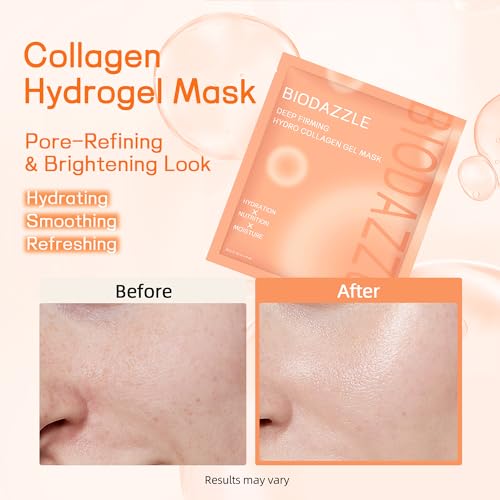 Image of Bio-Collagen Real Deep Facial Mask Hydrating Overnight Hydrogel Mask Pore Minimizing Elasticity Firming And Moisturizing 33g x 4ea