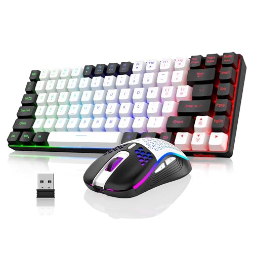 RedThunder K84 Wireless Keyboard and Mouse Combo, Rainbow...