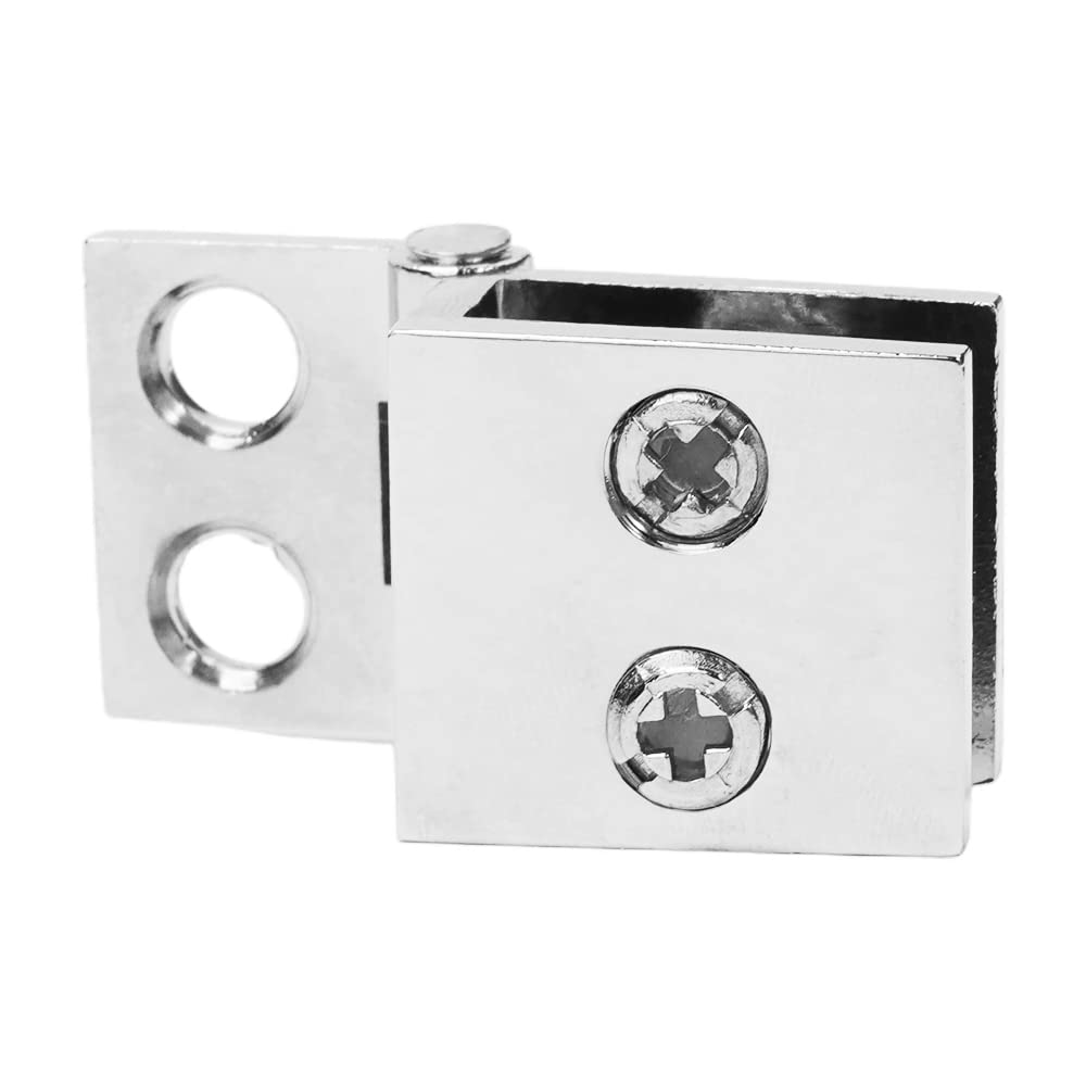 Set di 4 Cerniere per Porta in Vetro Morsetto Regolabile per Vetrine, Armadi per Vino, Porte da Bagno, Lucidato, Zinco, Plastica