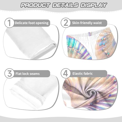 Two Seashells Colorful Ocean White Girls Casual Leggings for Kids Printed Long Pant Bottoms Stretch and Soft3