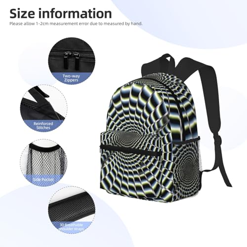 Backpack for Men Women Casual Daypack Spiral optical illusion gif Laptop Backpack Lightweight Travel Backpack for Work Hiking3