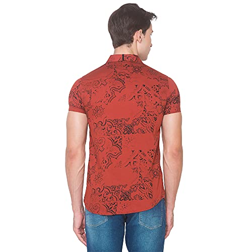 Image of Spykar Men's Slim Shirt (8907966639959 Rust RED 4XL)