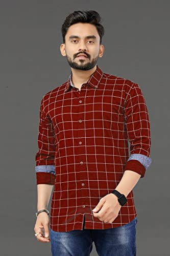 Image of Men's Casual Cotton Checks Shirt