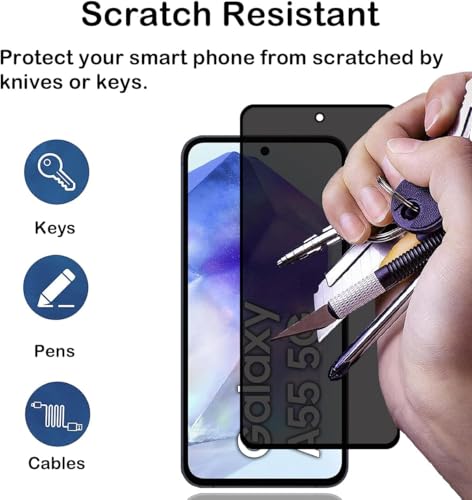 Image of ZARALA Privacy Screen Protector for For Samsung Galaxy A55 /A35 Fingerprint is Not Working Anti-Spy Tempered Glass Film, 9H Hardness, Anti Bubble-Free, Anti-Spy Screen Protector