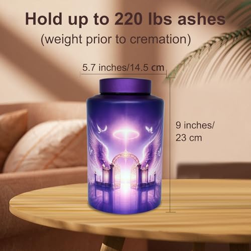 Image of Large Stainless Steel Urns for Adult Human Male Female Ashes, Decorative Funeral Cremation Urn for Women Man Remains, Waterproof Keepsake Memorial Ash Box for Home Decor,Burial(Gate of Heaven)