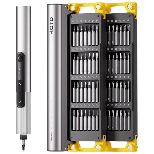 HOTO SNAPBLOQ™ S-A01 3.7V Mini Electric Screwdriver with 56 Bits & 3 Torque Settings, Precision...