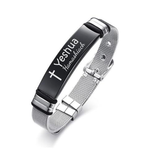 HOMLIFPER Yeshua Hamashiach Bracelet with Cross,Hebrew Name of Jesus -