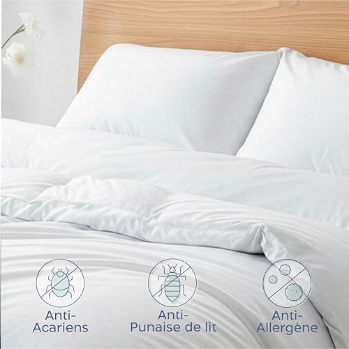 Housse de couette 220x240 anti-acarien pour grand lit double