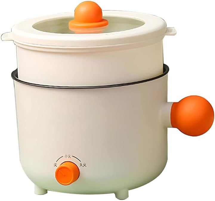 Portable Mini Heating Pot with Steaming Tray – Safe Meal Prep Design for Small Spaces – High/Low Temperature Options for Fast & Delicious Meals – Easy Clean Inner Pot (1 Pcs)