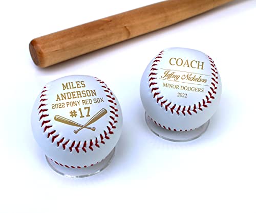 MYETCHEY Personalized Leather Baseball Team Gift | Engraved Baseball Award, Trophy (Patrick)