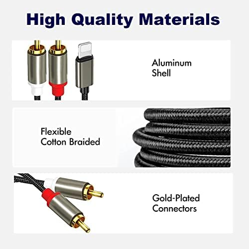 RCA Audio Aux Cable, 2-Male Stereo Y Splitter Adapter, Audio Stereo Aux Cord Compatible with Phone Pad Pod for Car, Amplifier, Theater, Speaker, DJ Controller (1M/3.3ft)