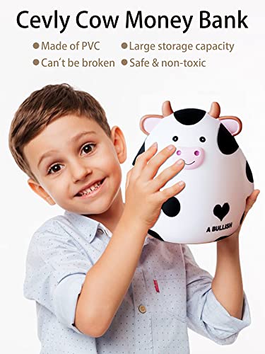 Cow Piggy Bank,Kids Coin Piggy Bank Toy,Cute Animal Money Bank Toys Large Capacity Money Piggy Banks With Opening,Plastic Coin Bank Birthday For Boys Girls,Coin Saving Boxes (White) #TOP1