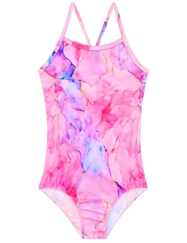 Girls Swimsuits One Piece Sleeveless Bathing Suit Breathable Swimwear for Kids Child Beach with Sun Protection