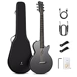 Enya Nova Go SP1 Acoustic Electric Beginner Guitar Set Carbon Fibre Black with Smart AcousticPlus Pickup Charging Cable Audio Cable Gig Bag for Children Adults School Home Travel