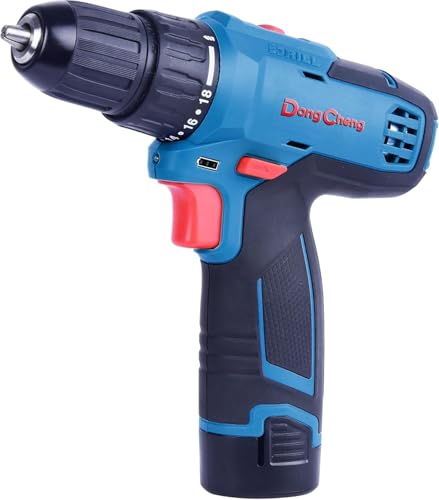 Image of DongCheng DCJZ1202E Cordless Drill Driver, 10mm, 12V Li-Ion Battery Drill Machine with 2 x 2.0Ah Batteries, 35Nm Torque, 2-Speed for Drilling & Screw Driving