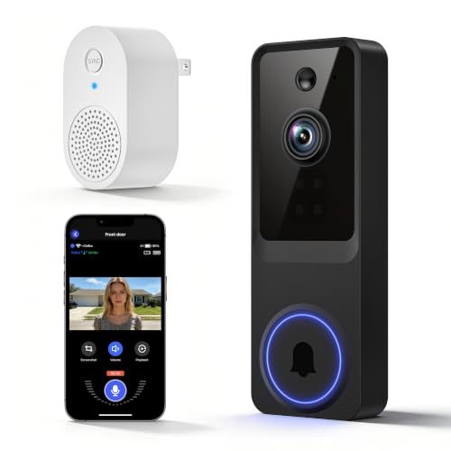 SiloPosh 1080P Wireless Video Doorbell Camera, AI Human Detection, 2-Way Audio, Night Vision, 5200mAh Battery Powered, Real-Time Motion Alerts, Cloud Storage, 2.4GHz WiFi Only