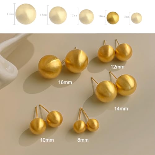 14K Stud Earring,Brushed Matte Ball Stud Earrings for Women,Gold Brushed Ball Earrings,Minimalist Gold Stud Earrings Fashion Classic Trendy Jewelry Gift by Ljdskez - Used condition - Image 2