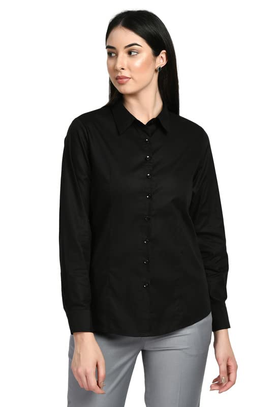 Exude Women Black Solid Shirt, Formal
