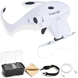 TMANGO Rechargeable Lighted Headband Magnifier – Hands-Free Magnifying Tool for Jewelry, Eyelash Extensions, Watch Repair, Cross Stitch and Crafts