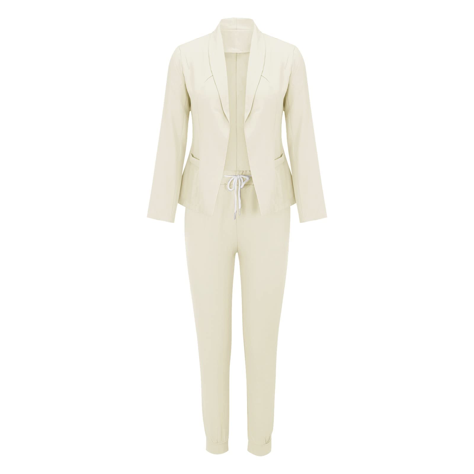 Set di 2 pezzi da donna in cotone con top e pantaloni, abbigliamento casual, comodo, chic, set da jogging e relax, set coordinato in due pezzi, A135