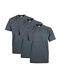 Pro Club Men's 3-Pack Heavyweight Cotton Short Sleeve Crew Neck T-Shirt, Charcoal, Small