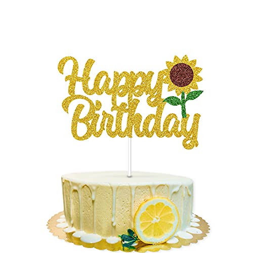 Magbea Sunflower Birthday Cake Topper Happy Birthday Sign Cake Decorations For Summer Sunflower Theme Baby Kid’s Birthday Party Decorations #TOP26