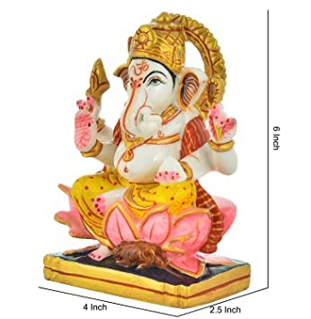 Image of Lord Marble Dust Laxmi Ganesha Idol for Home & Office Decorative II Pooja Room II Diwali Puja II Gift Items II Showpiece II Gift Items (7 X 3 Inches)