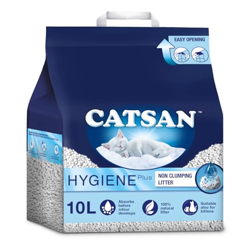 Catsan Hygiene Non-Clumping Cat Litter 100 Percent Natural Absorbent 10 Litre White