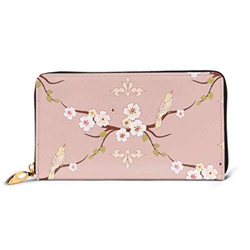 Preisvergleich Produktbild JHGFG Mode Handtasche Reißverschluss Brieftasche Pfirsichbaum Blüte Muster Telefon Kupplung Geldbörse Abendkupplung Blockieren Leder Brieftasche Multi Card Organizer