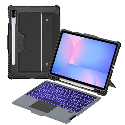 Nillkin for Samsung Galaxy Tab S10 FE 10.9” / S9 11' Case with Detachable Keyboard, 7-Color Backlit, Trackpad, S Pen Holder, Rugged Keyboard Case with Camera Cover for Samsung Tablet S10 FE 5G
