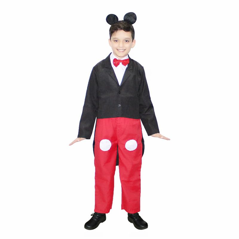 Image of Kaku Fancy Dresses Polyester Mouse Cartoon Costume Red & Black, 5-6 Years for Boys