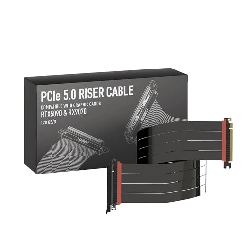 Image of LINKUP PCIE 5.0 Riser Cable | for Vertical GPU Mount | Straight | Graphics Card GPU Ready | Usable with PCIe 4.0 & RX9070 / RTX5090 | 80cm (Total Length: 84cm)