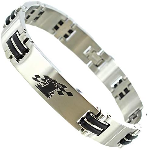 Rochet Roma Nicky Hayden Moto GP Racing #1 Stainless Steel Ceramic Insert Mens Bracelet