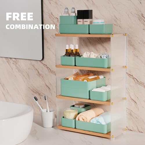 11-Piece Multi-Size Stackable Drawer Organizer Set - Green - Image 4