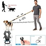Heavy Duty Tactical Dog Leash, 4-6FT Shock Absorbing Tactical Leash with 2 Padded Handles, Metal Carabiner Clip,Car Seatbelt, Reflective Heavy Duty Leashes for Medium Large Dogs (Brown) - Image 2