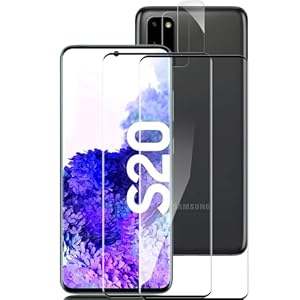 Schutzfolie für Panzerglas für Samsung Galaxy S20, Fingerabdruck-ID Unterstützen 9H Härte Gehärtetem Glas mit Kameraschutz 2&2 Stück Displayschutzfolie für Samsung S20