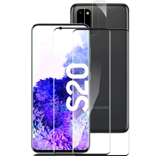 Schutzfolie für Panzerglas für Samsung Galaxy S20 Fingerabdruck-ID Unterstützen Folie mit Kameraschutz - 2&2 Stück 9H Härte Gehärtetem Glas HD Clear Displayschutz Glas für Samsung S20