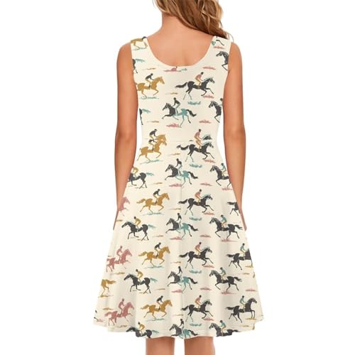 Image of Women Stylish Tank Dresses Sleeveless Round Neck Midi Casual Dress with Pocket for Summer