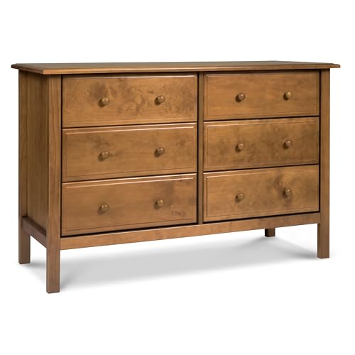 Image of daVinci Jayden 6-Drawer Baby Dresser - GREENGUARD Gold Certified - Wooden Double Chest of Drawers for Kids, Boys and Girls - Storage Dresser for Bedroom, Nursery, Living Room & Hallway - Chestnut