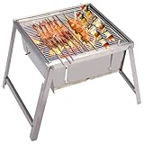 REDCAMP Pop up Camping Flatfold Fire Pit Portable & Wood Burning, 12.8' Folding Collapsible Stainless Steel Backpacking Grill Charcoal for Outdoor Cooking BBQ