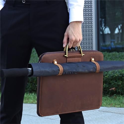Vintage handbag crazy horse leather men's business handbag multifunctional computer bag light briefcase4