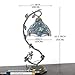 WERFACTORY Tiffany Lamp Sea Blue Stained Glass Dragonfly Style Desk Reading Light, Metal Leaf Table Lamp Base 8X10X21 Inches Decor Small Space Bedside Bedroom Home Office S147 Series