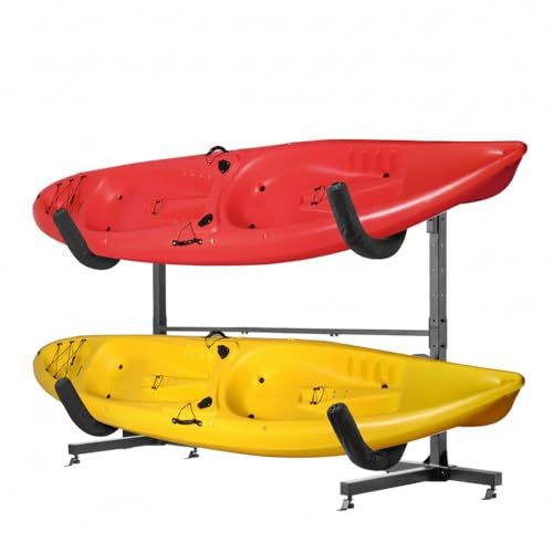 2-Kayak Storage Rack - Freestanding Vertical Stand for Paddleboards or Kayaks with 175lbs Capacity - For Indoor or Outdoor Use by Rad Sportz (Black)