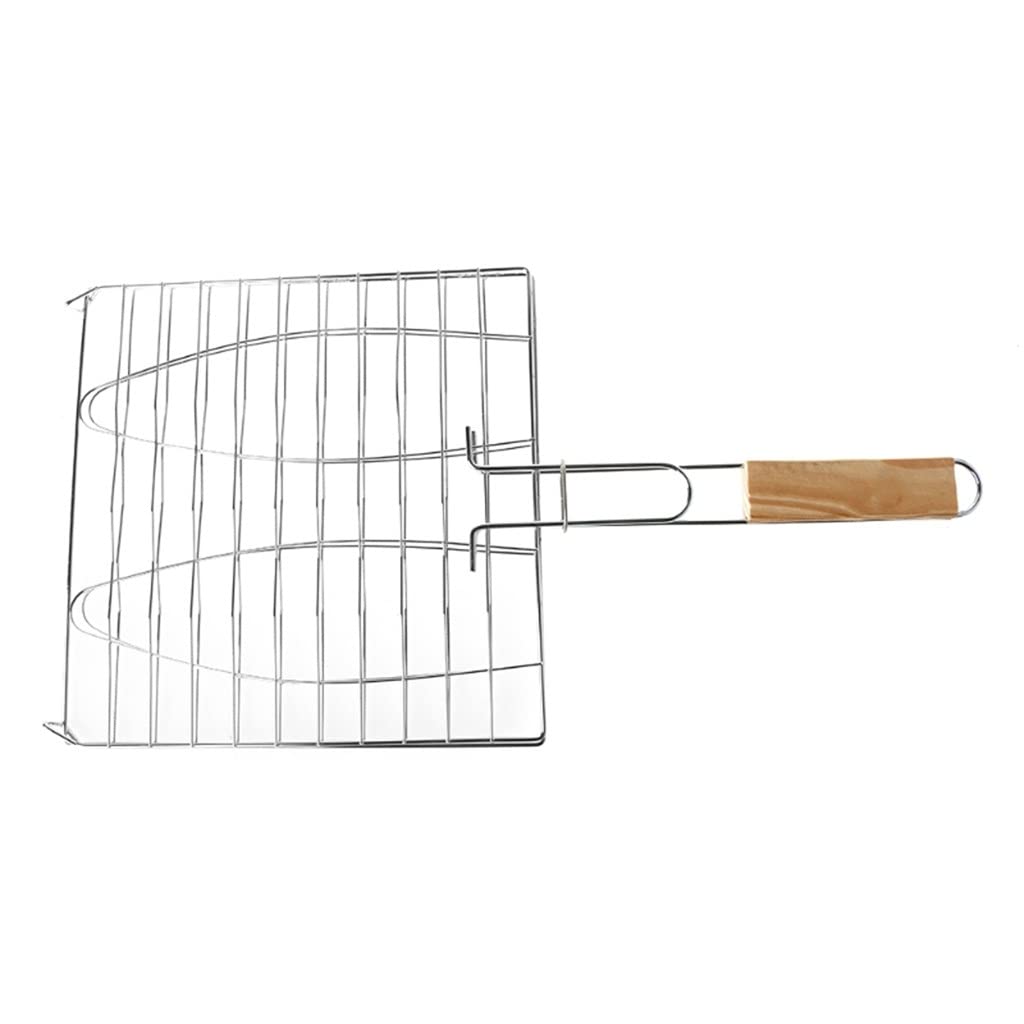 RWRAPS Griglia per Barbecue Griglia per Barbecue Rete per Barbecue Manico in Legno Carne Pesce Verdura Utensili per Barbecue Accessori per griglia Raddoppia Il Comfort