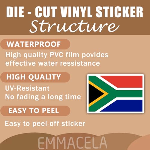 Image of (3PCS) South Africa Flag stickers, Countries Flag Stickers - Waterproof Vinyl Decals For Laptops, Tumblers, Water Bottles, Books, Scrapbooks, Size 3 x 2 Inch
