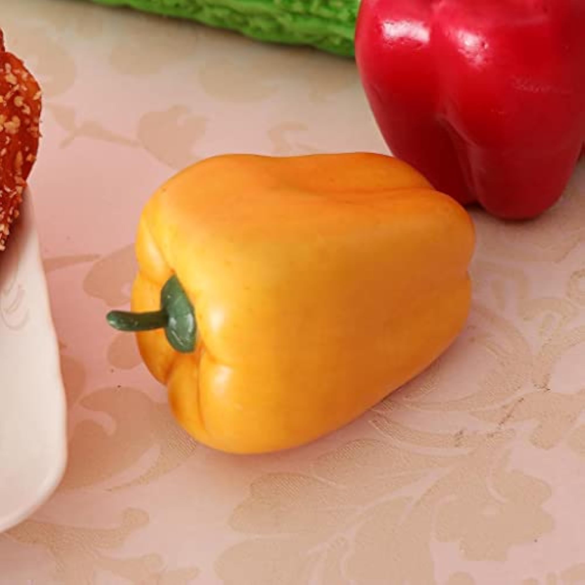 Realistic Artificial Yellow Bell Pepper Decorative Food