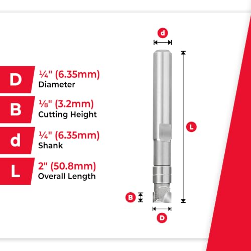 Image of Amana Tool 47221-SFlush Trim Plunge Template1 /4 D x 1 /8 CH x 1 /4 Inch SHKCarbide Tipped Router Bit with Mini 1 /4 D Upper BB